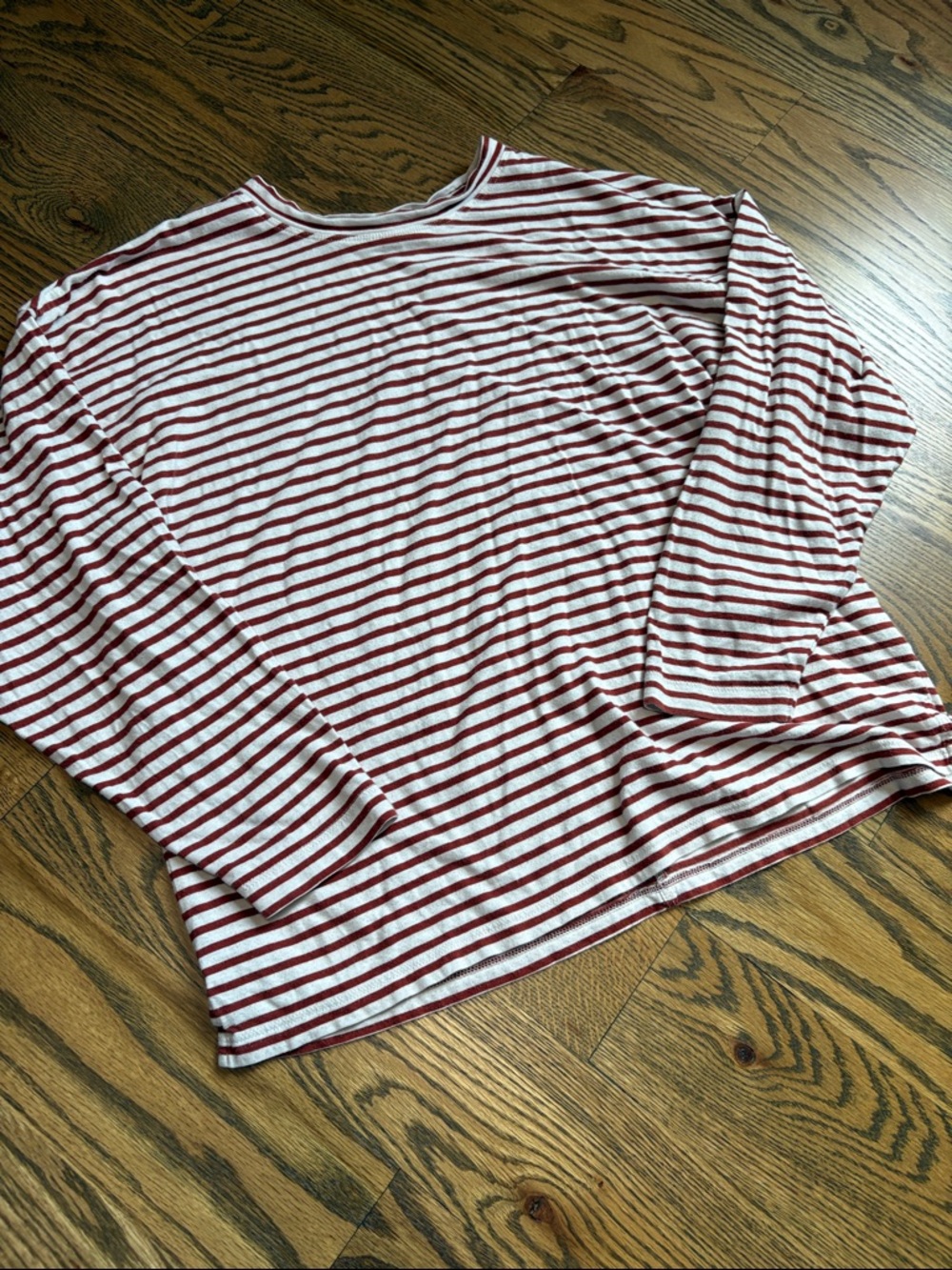 AYR Striped Rust and White Long Sleeve Top, S
